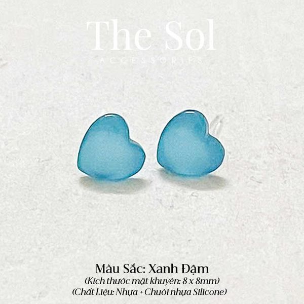  Bông Tai Nhựa Đính Trái Tim Sắc Màu 