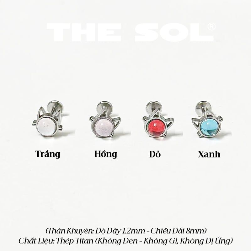  Khuyên Tai Titan Unisex Colorful Gems Cat 
