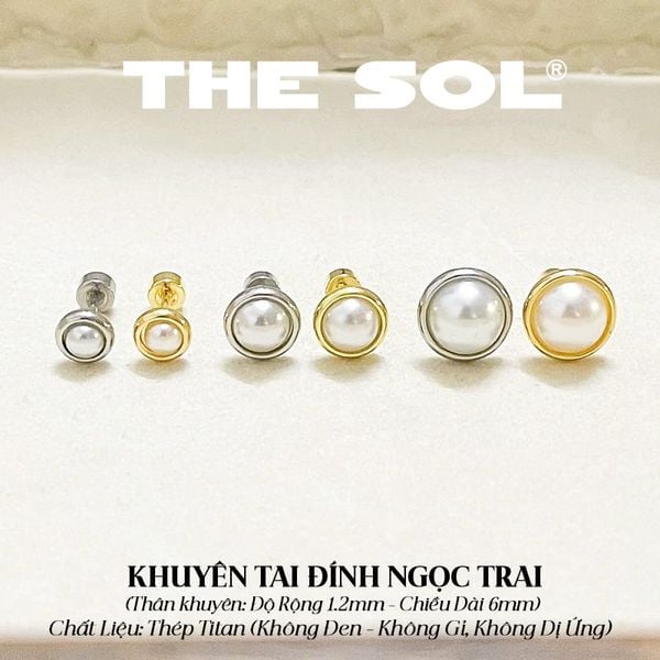  Khuyên Tai Titan Unisex Circle Pearl - [1 CHIẾC] 
