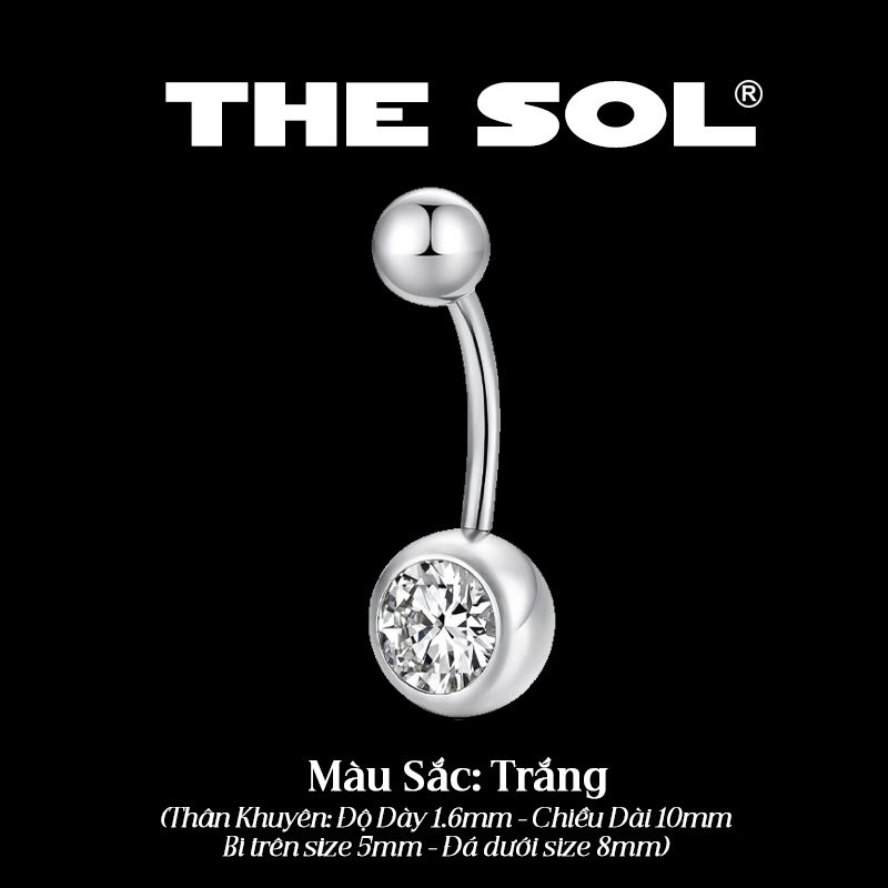  Khuyên Rốn Titan Unisex Bi Tròn Đính Đá 