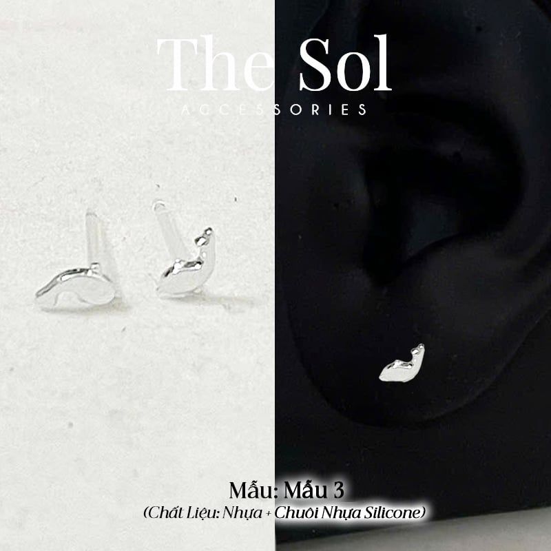  [SHOPEE] Bông Tai Nhựa Nhiều Mẫu Chuôi Su - Màu Bạc 