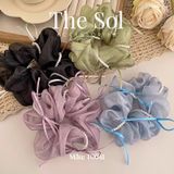 Cột Tóc Scrunchies Ribbon Bow 