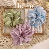  Cột Tóc Scrunchies Ribbon Bow 
