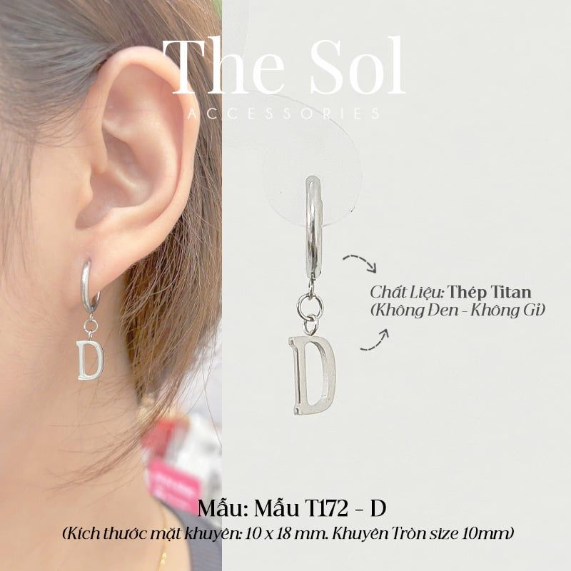  Khuyên Tai Titan The Alphabet - Mẫu T172 