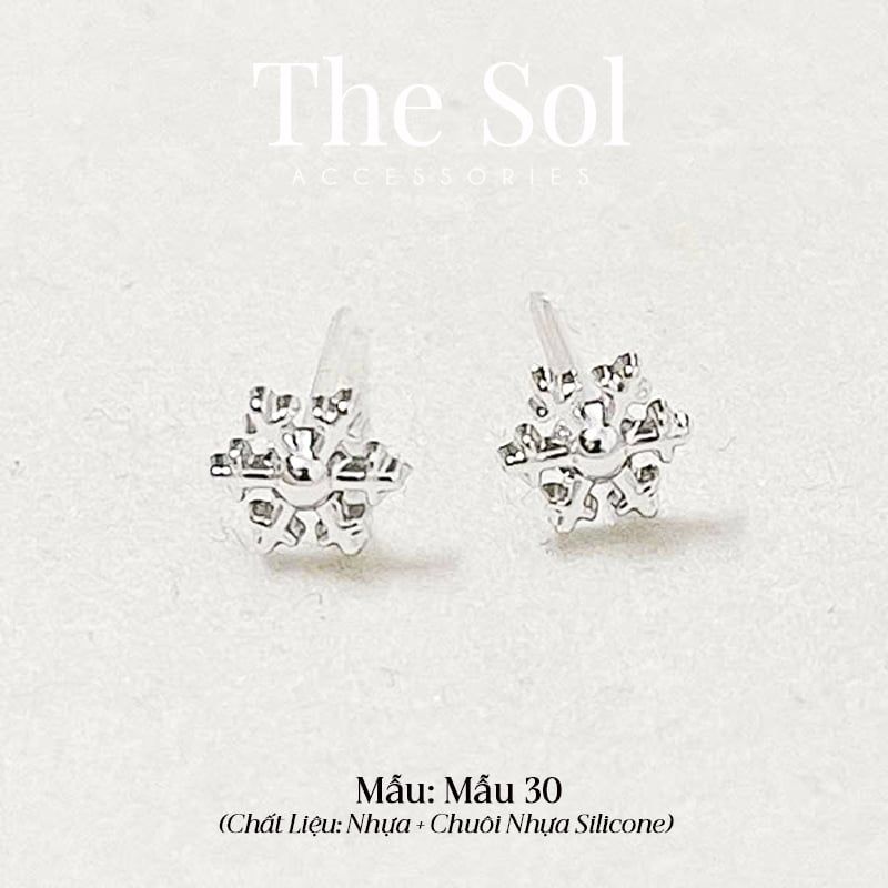  [SHOPEE] Bông Tai Nhựa Nhiều Mẫu Chuôi Su - Màu Bạc 