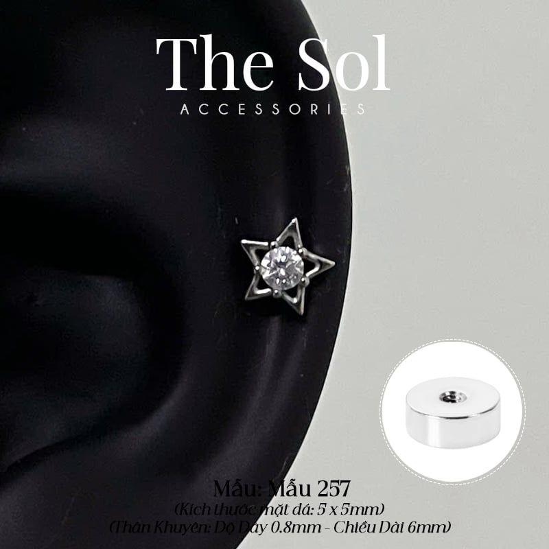  Khuyên Tai Thép Xi Mạ The Star - Mẫu 257 