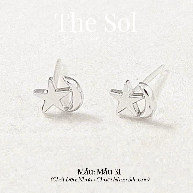  [SHOPEE] Bông Tai Nhựa Nhiều Mẫu Chuôi Su - Màu Bạc 