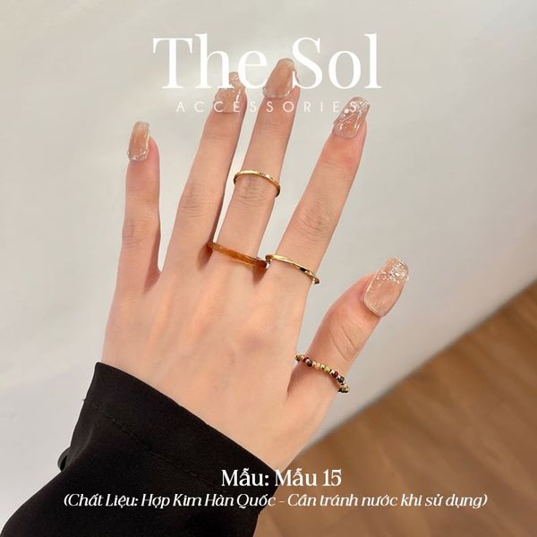  Set Nhẫn Hàn Quốc Colorful Golden - Mẫu 15 