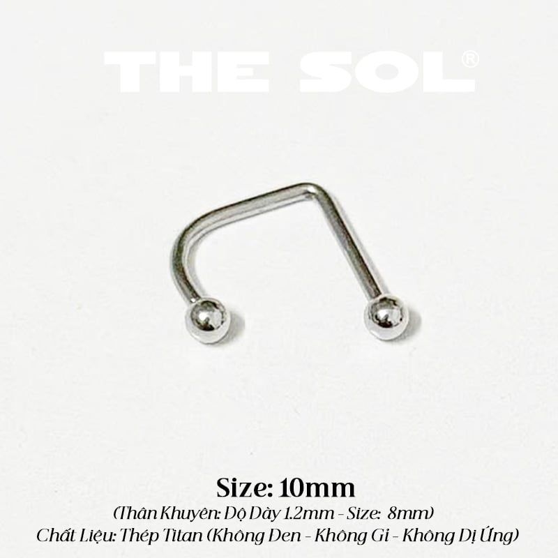  Khuyên Môi Titan Unisex Chữ U Bi Tròn 