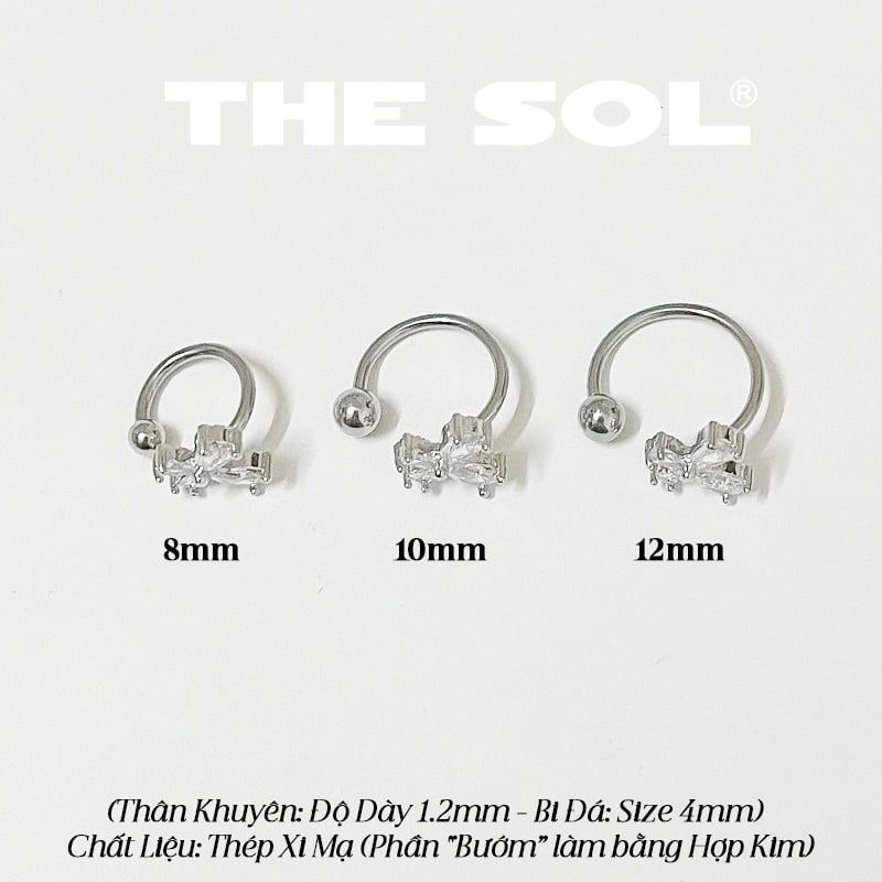  Khuyên Tai Thép Xi Mạ SEPTUM Hồ Điệp Đính Đá Trắng 