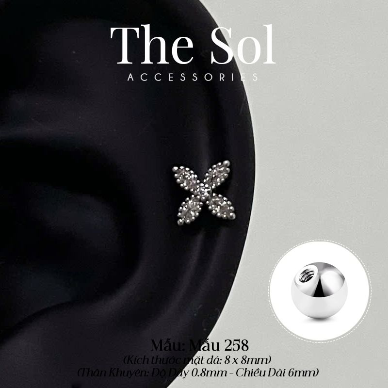  Khuyên Tai Thép Xi Mạ The Flower - Mẫu 258 