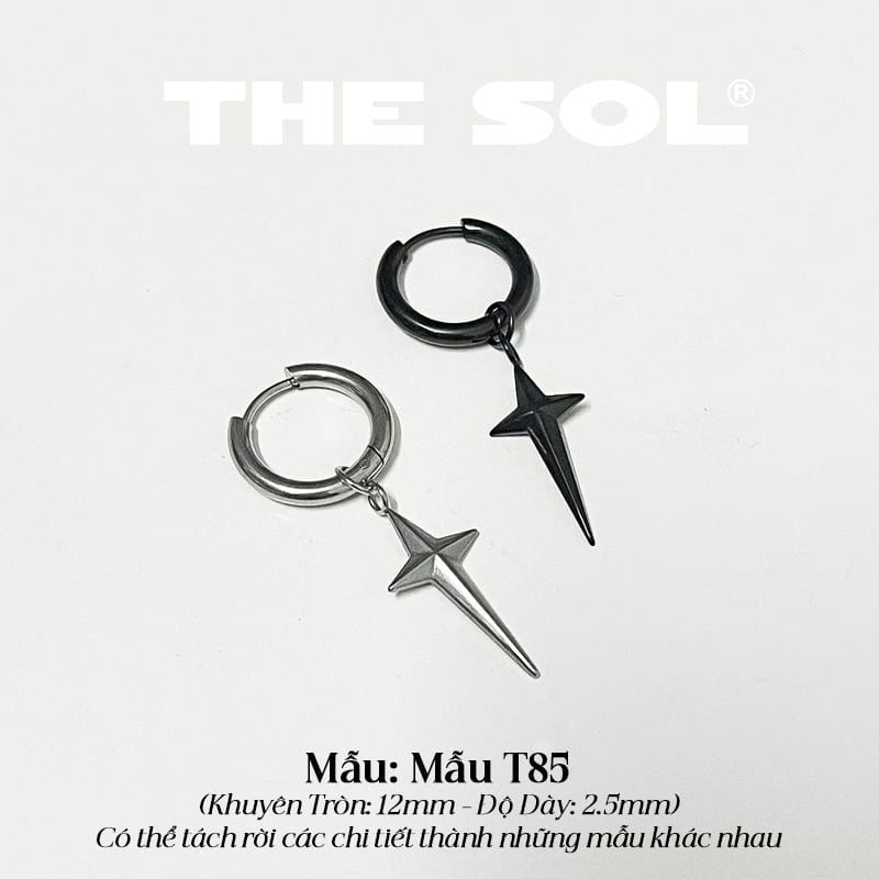  Khuyên Tai Titan Unisex Rhombus Star - Mẫu T85 