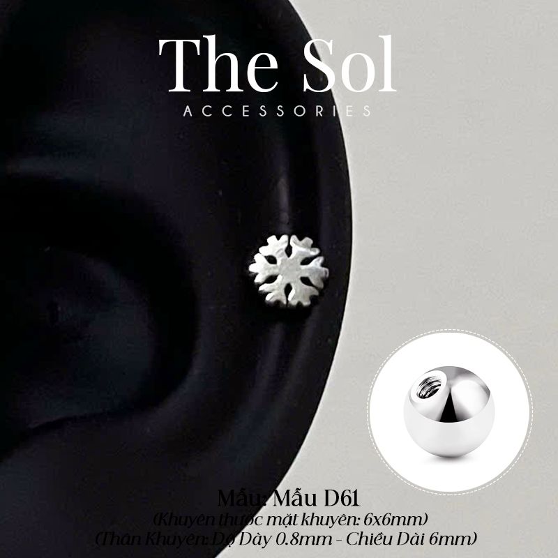  Khuyên Tai Titan Snow Flower - Mẫu D61 
