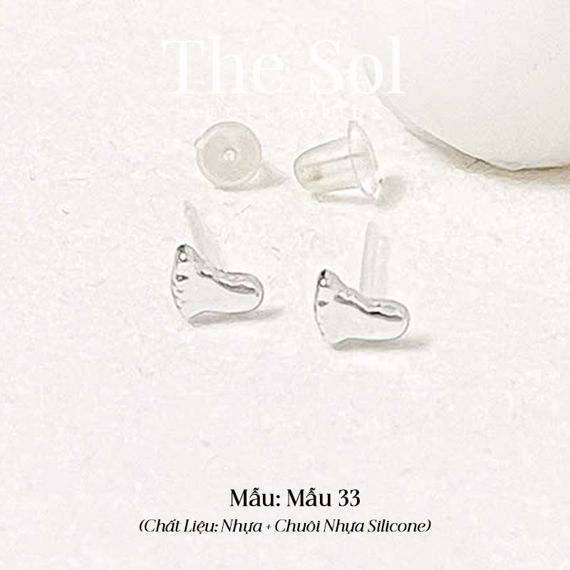  [SHOPEE] Bông Tai Nhựa Nhiều Mẫu Chuôi Su - Màu Bạc 
