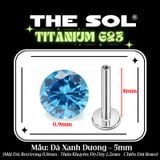  Khuyên Tai TITANIUM G23 Đính Đá Tròn Nhiều Màu 