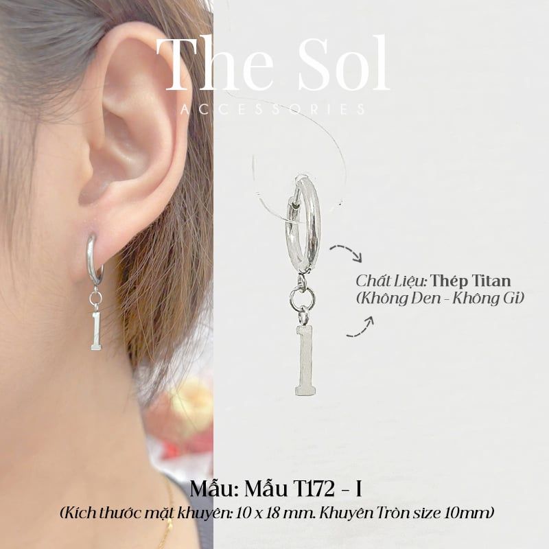  Khuyên Tai Titan The Alphabet - Mẫu T172 