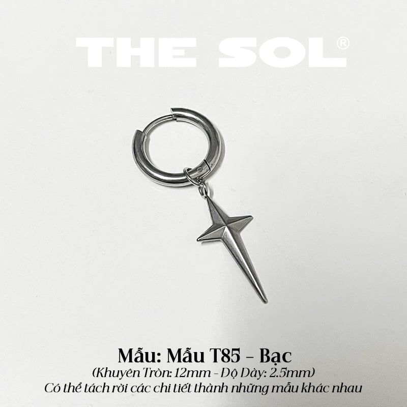  Khuyên Tai Titan Unisex Rhombus Star - Mẫu T85 