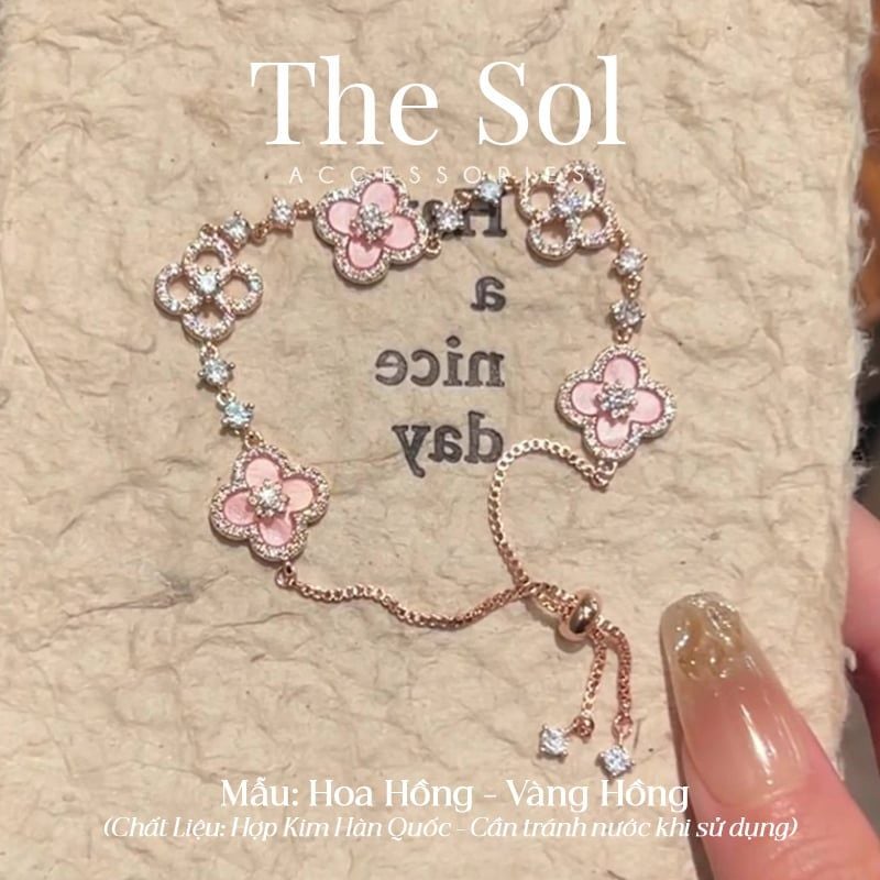  Lắc Tay Dây Rút Hàn Quốc Cỏ 4 Lá Đính Đá Cao Cấp 