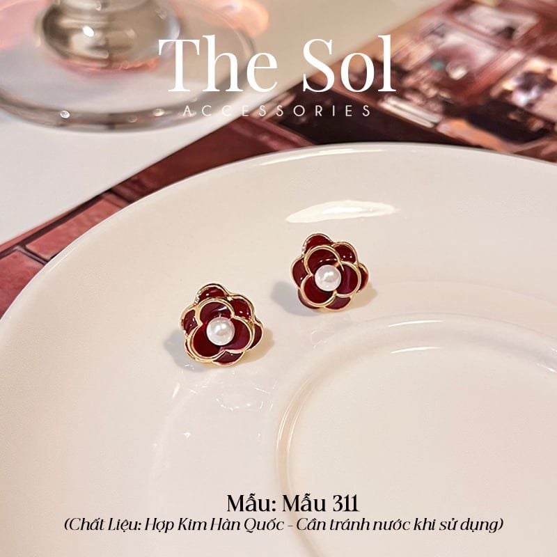  Bông Tai Hàn Quốc Red Flower - Mẫu 311 