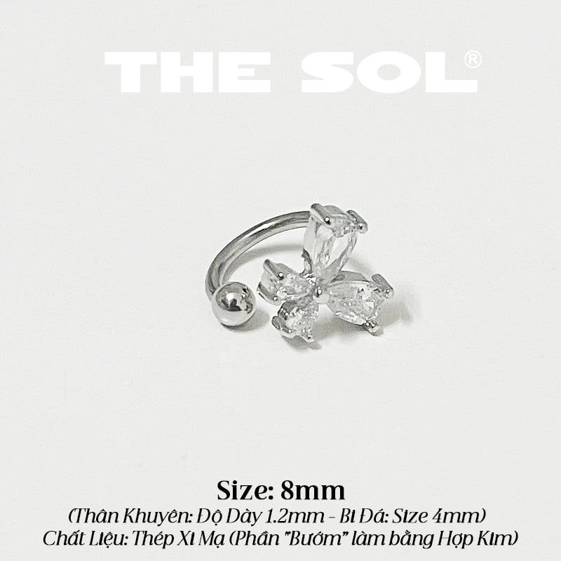  Khuyên Tai Thép Xi Mạ SEPTUM Hồ Điệp Đính Đá Trắng 