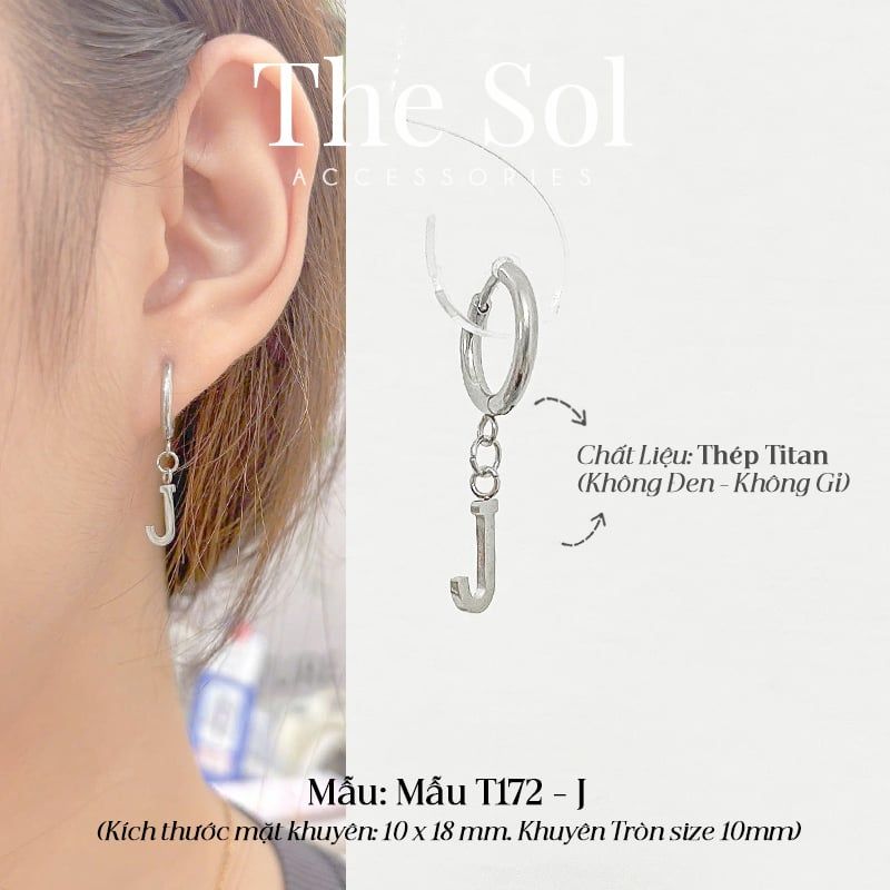  Khuyên Tai Titan The Alphabet - Mẫu T172 