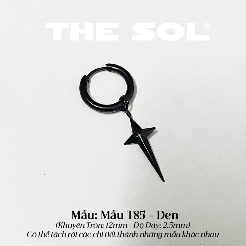  Khuyên Tai Titan Unisex Rhombus Star - Mẫu T85 