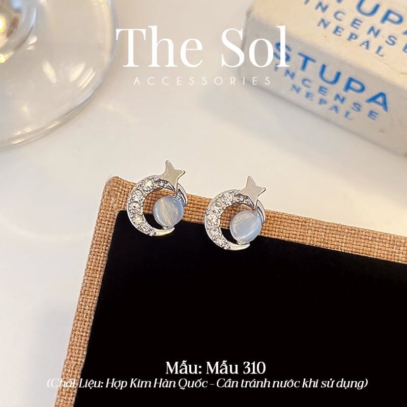  Bông Tai Hàn Quốc Blue Moon - Mẫu 310 