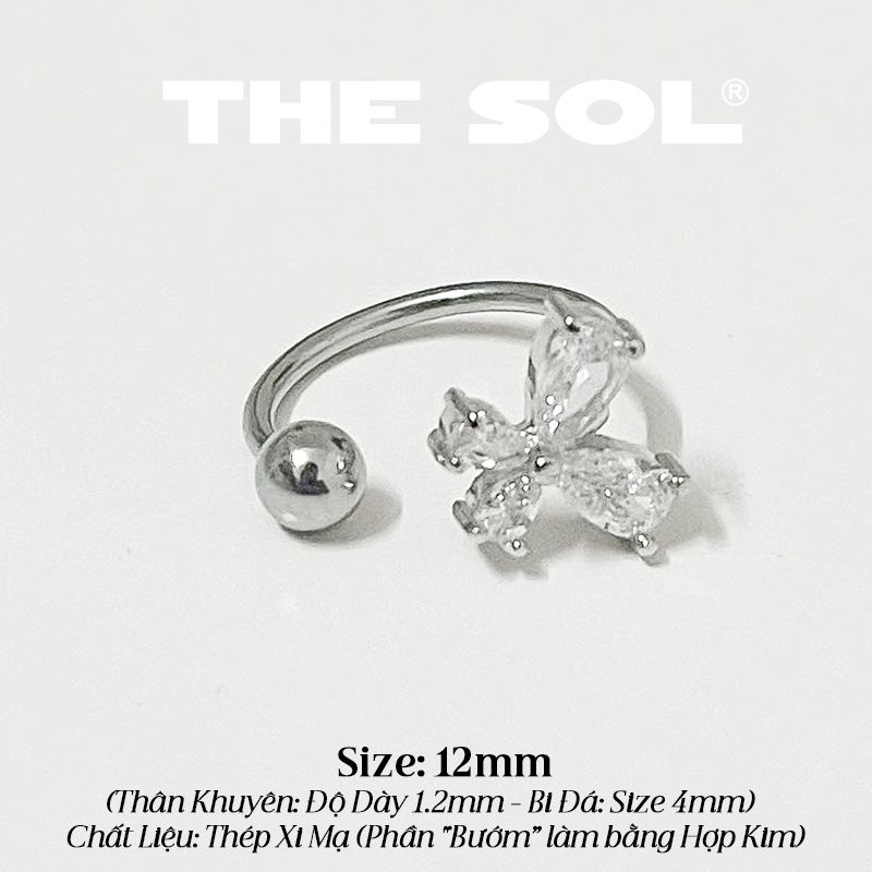  Khuyên Tai Thép Xi Mạ SEPTUM Hồ Điệp Đính Đá Trắng 