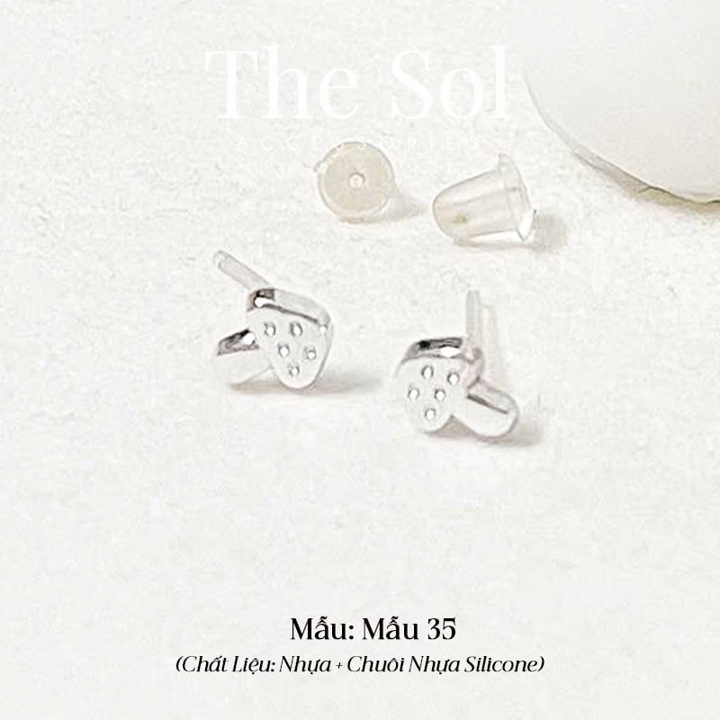  [SHOPEE] Bông Tai Nhựa Nhiều Mẫu Chuôi Su - Màu Bạc 
