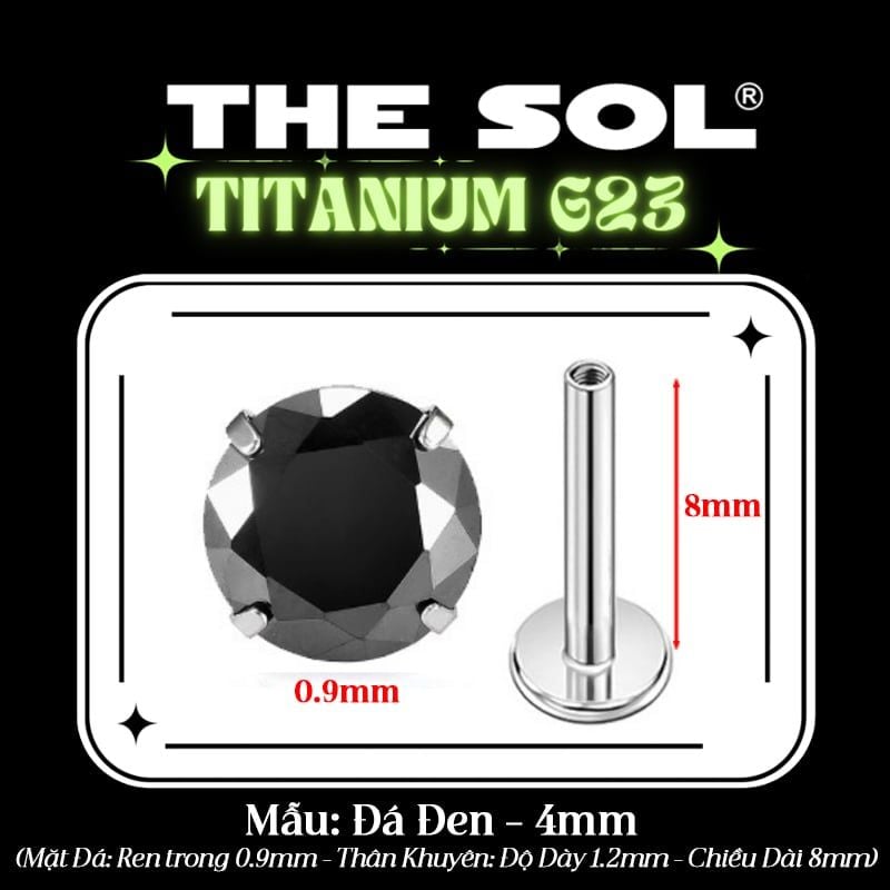  Khuyên Tai TITANIUM G23 Đính Đá Tròn Nhiều Màu 