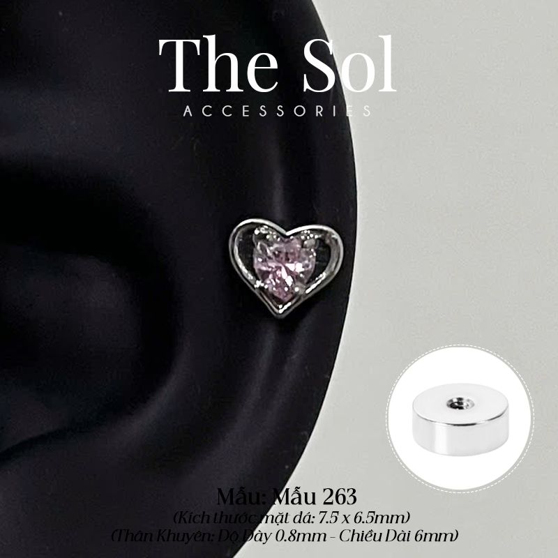  Khuyên Tai Thép Xi Mạ Pinky Heart - Mẫu 263 