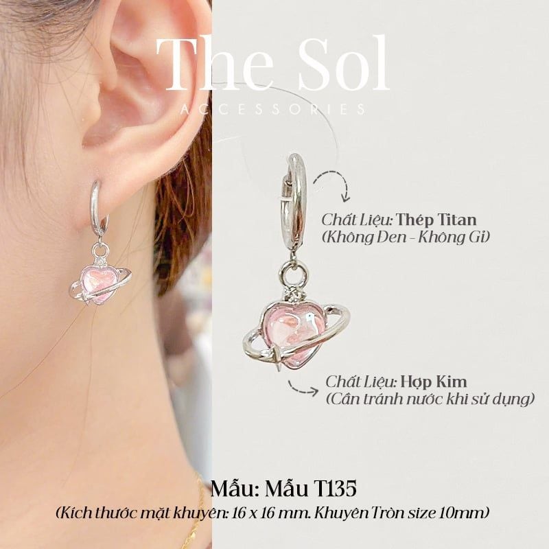  Khuyên Tai Titan The Heart - Mẫu T135 