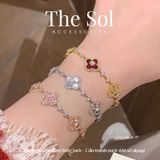  Lắc Tay Dây Rút Hàn Quốc Cỏ 4 Lá Đính Đá Cao Cấp 