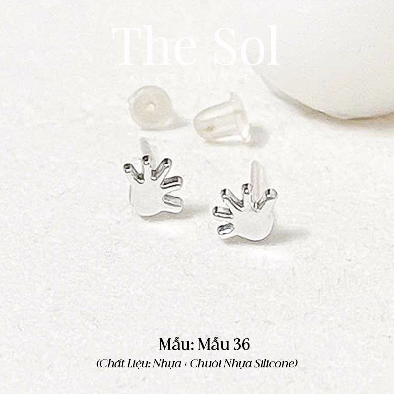  [SHOPEE] Bông Tai Nhựa Nhiều Mẫu Chuôi Su - Màu Bạc 