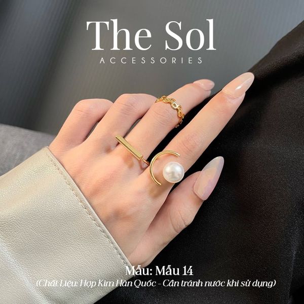  Set Nhẫn Hàn Quốc Pearl Golden - Mẫu 14 