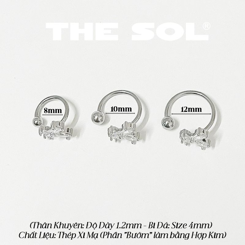 Khuyên Tai Thép Xi Mạ SEPTUM Hồ Điệp Đính Đá Trắng 