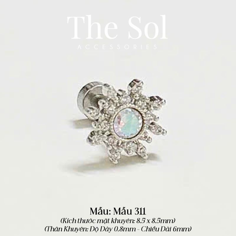  Khuyên Tai Thép Xi Mạ Opal Sun - Mẫu 311 
