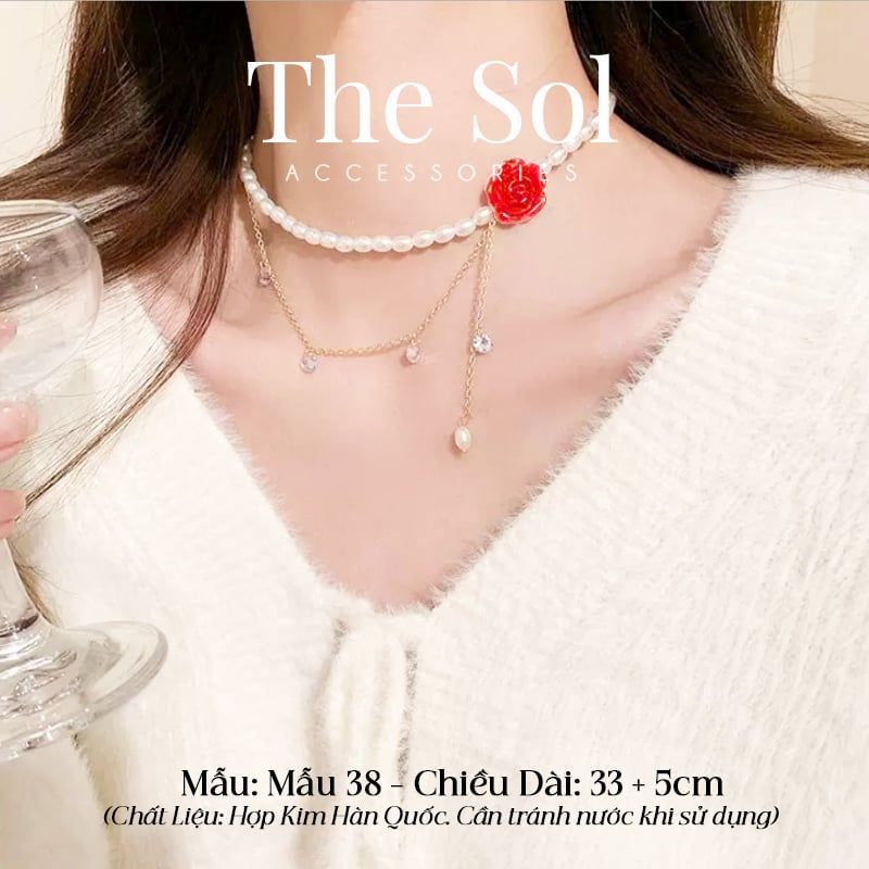  Choker Ngọc Trai Red Rose - Mẫu 38 
