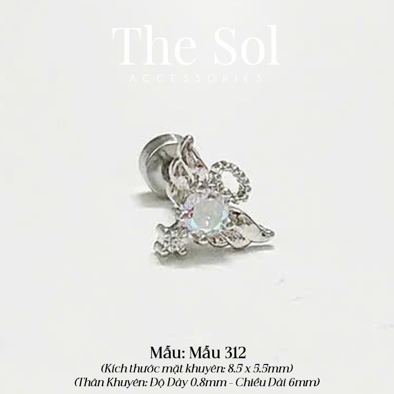  Khuyên Tai Thép Xi Mạ Opal Wings - Mẫu 312 