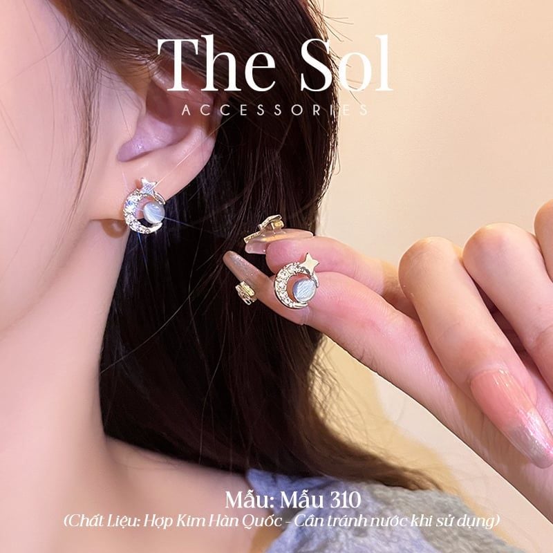  Bông Tai Hàn Quốc Blue Moon - Mẫu 310 