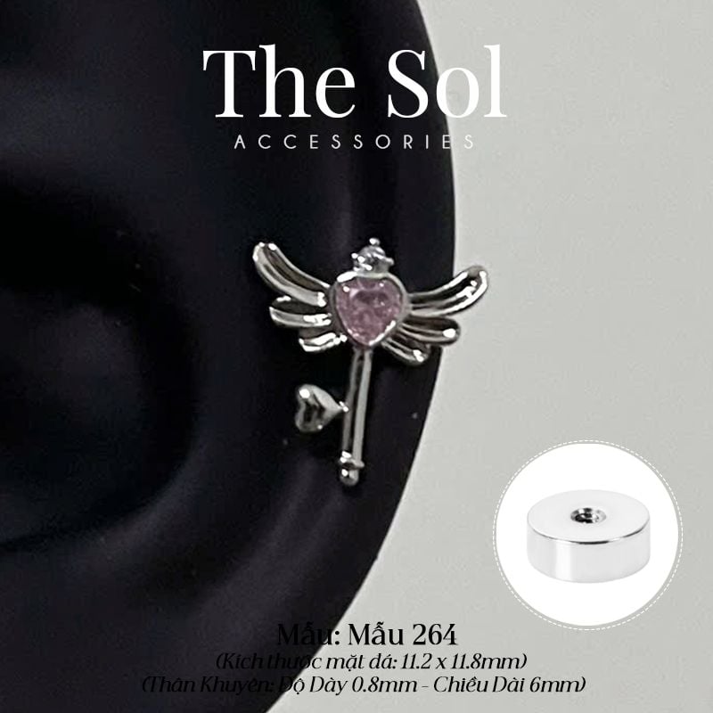  Khuyên Tai Thép Xi Mạ Wand's Sakura - Mẫu 264 