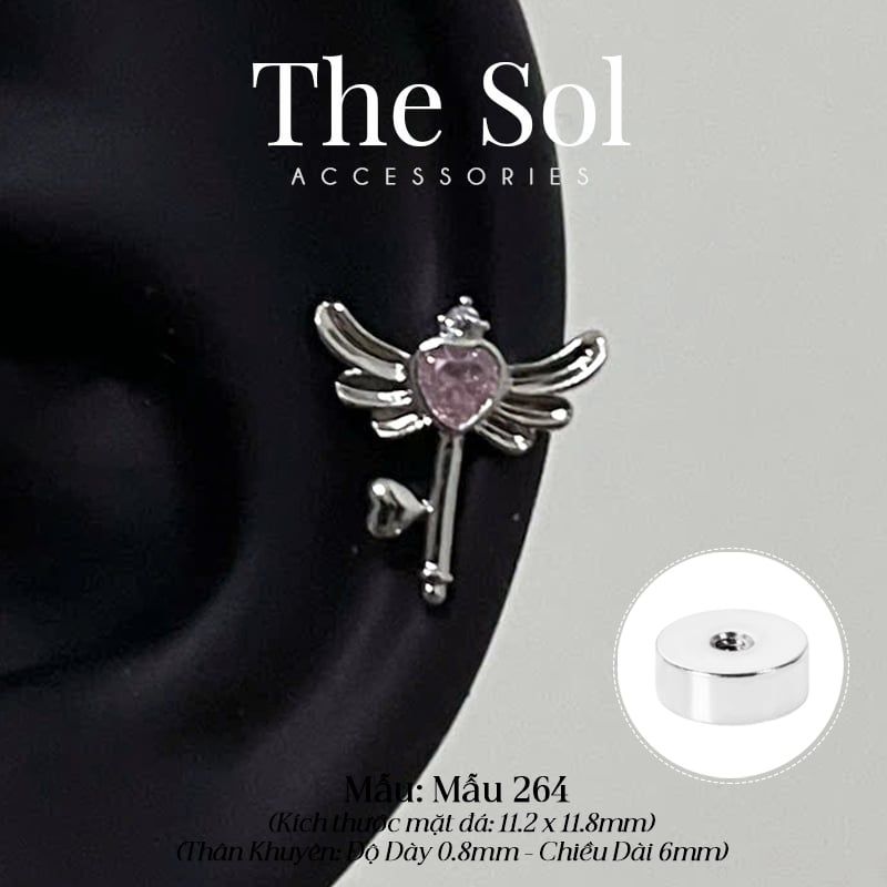  Khuyên Tai Thép Xi Mạ Wand's Sakura - Mẫu 264 