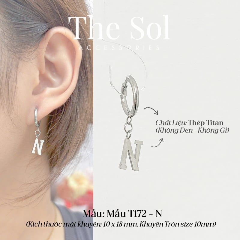  Khuyên Tai Titan The Alphabet - Mẫu T172 