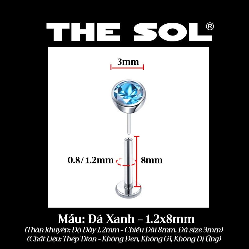  Khuyên Tai Titan Unisex Đính Đá Đầu Rút 