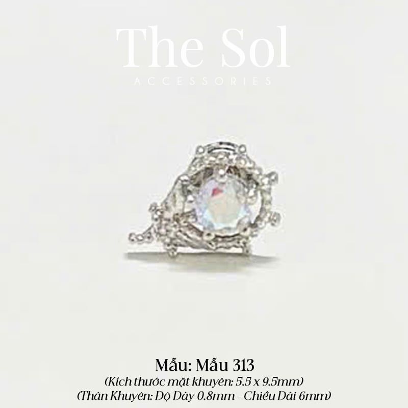  Khuyên Tai Thép Xi Mạ Opal Cane - Mẫu 313 