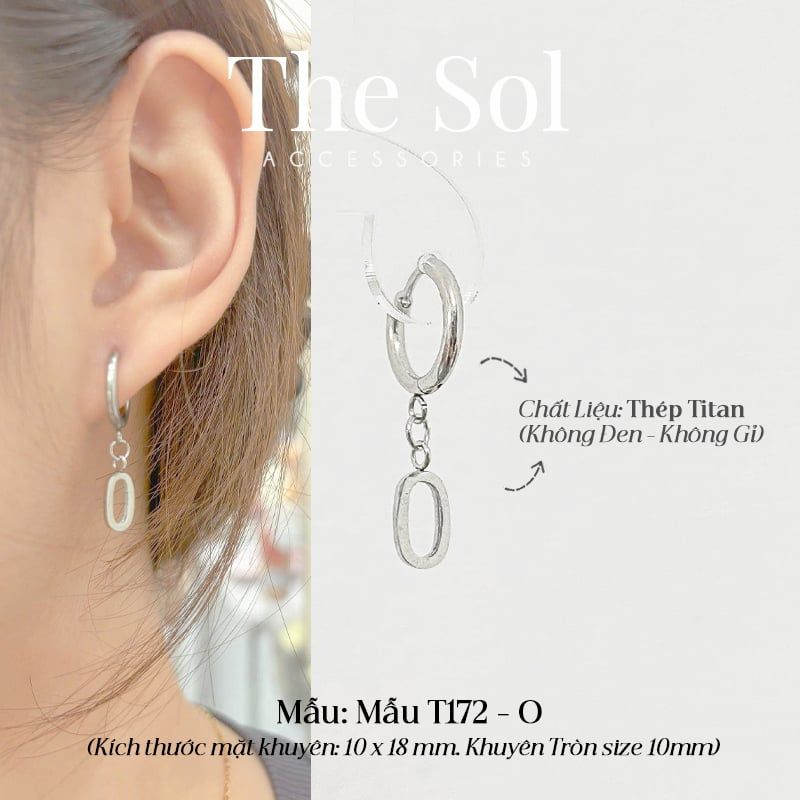  Khuyên Tai Titan The Alphabet - Mẫu T172 