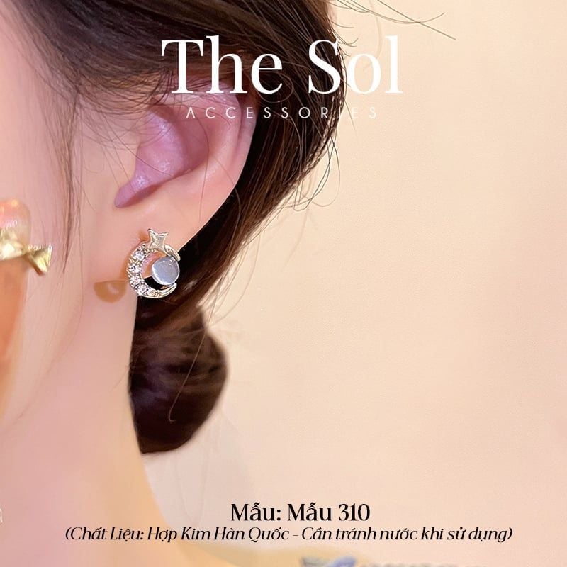  Bông Tai Hàn Quốc Blue Moon - Mẫu 310 