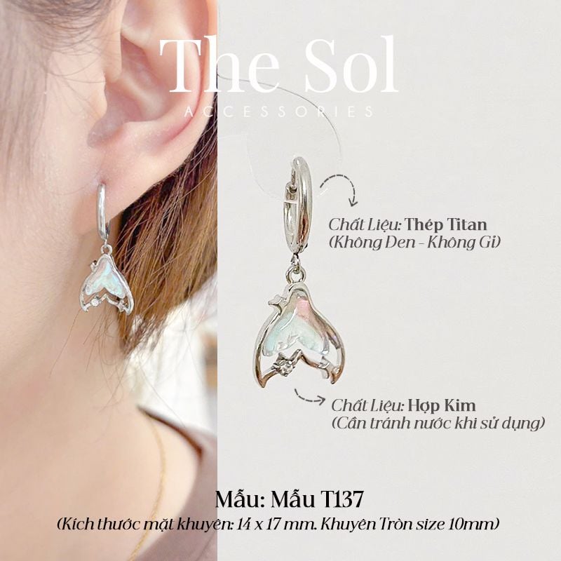  Khuyên Tai Titan The Fishtail - Mẫu T137 