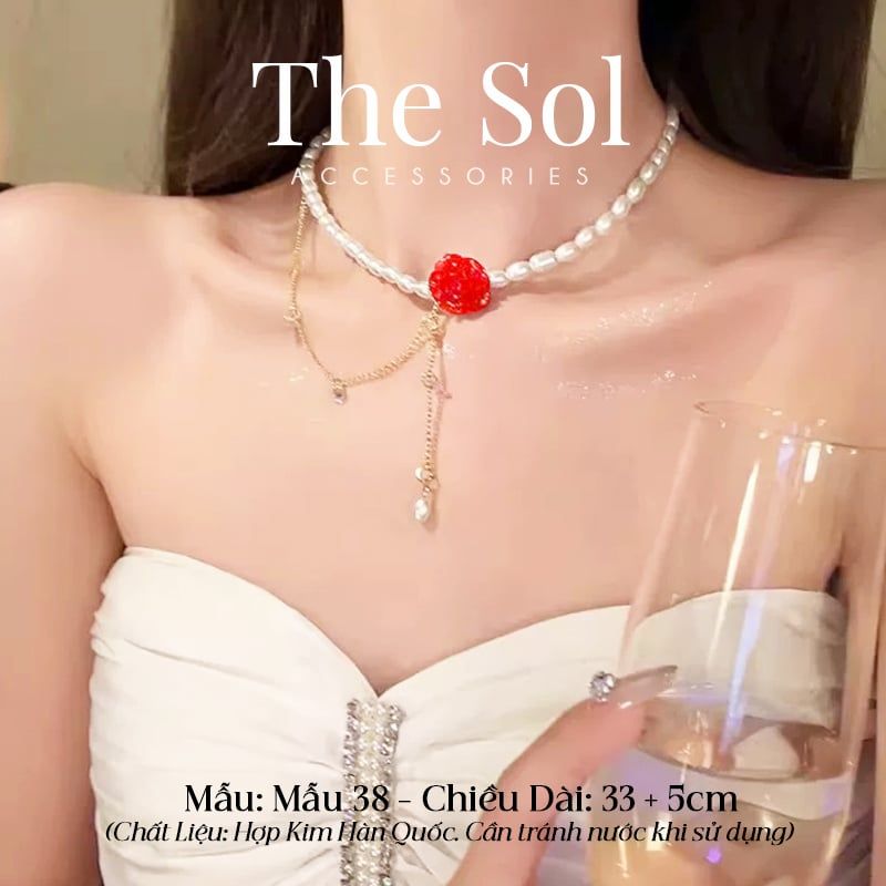  Choker Ngọc Trai Red Rose - Mẫu 38 