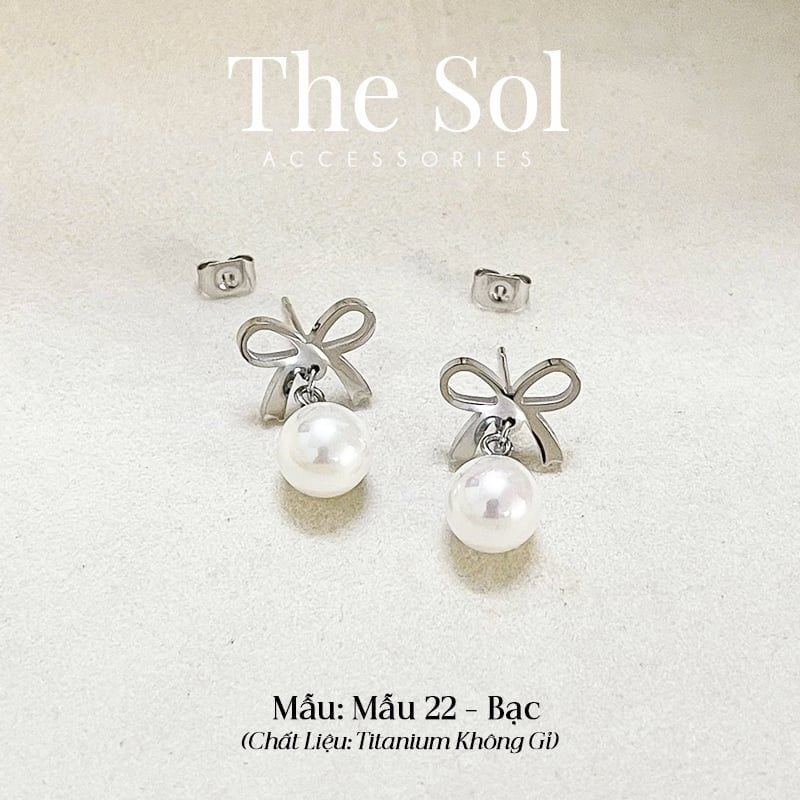  Bông Tai Titan Pearl Bow - Mẫu 22 
